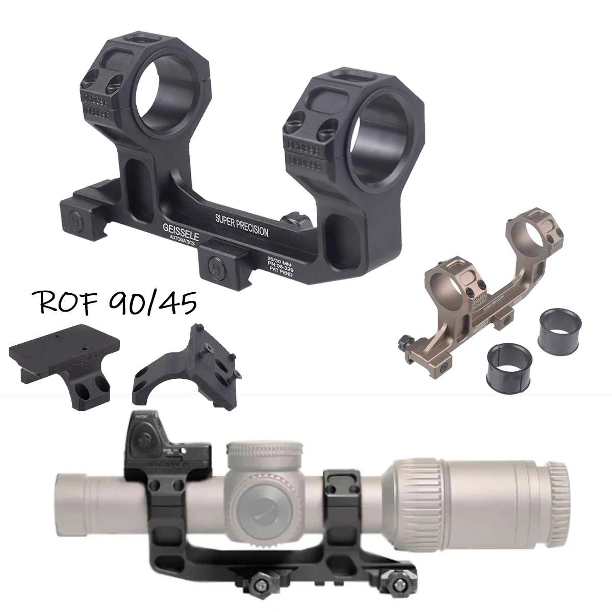 Anillos de montaje de alcance táctico GEISSELE, mira óptica, voladizo, 25,4mm, 30mm, para MK47 AR10 AR15 AK47 AK74, compatible con riel de 20mm - imagen 2