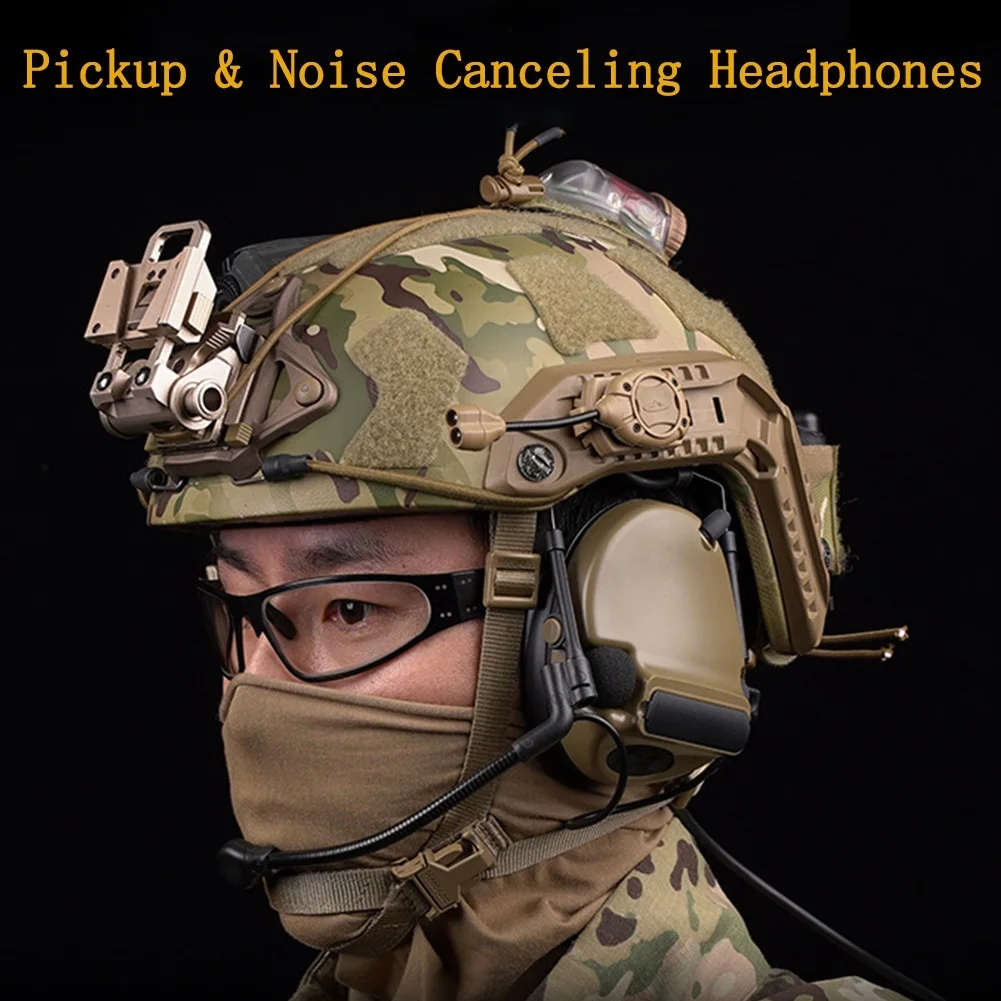 Auriculares tácticos C5 con cancelación de ruido y recogida de sonido, cascos plegables montados en la cabeza, Airsoft, comunicación de caza, orejera auditiva - imagen 2
