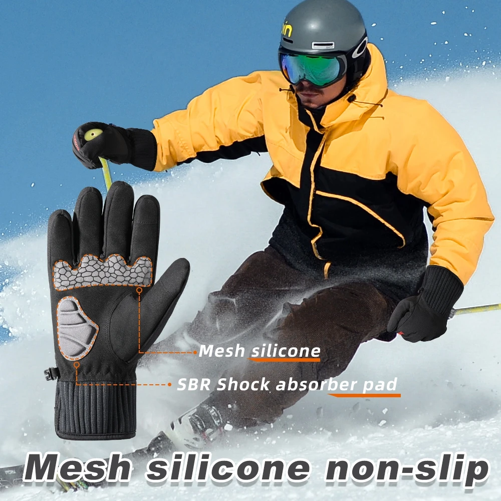 Guantes de esquí de invierno para hombre y mujer, guantes de 3M con pantalla táctil para Snowboard, deportes al aire libre, cálidos, impermeables, a prueba de viento, a prueba de golpes - imagen 5