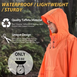 Poncho de lluvia impermeable con capucha naranja servicio, ligero