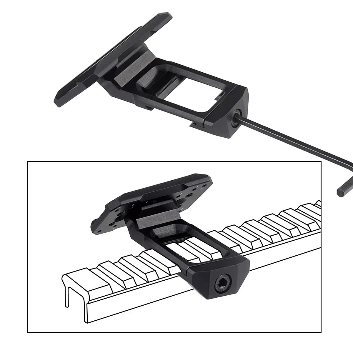 Montaje lateral de mira de punto rojo 45 °   Accesorios de base de montaje de óptica compensada Metal RM T01 T02 punto rojo holográfico soporte de 45 grados - imagen 3