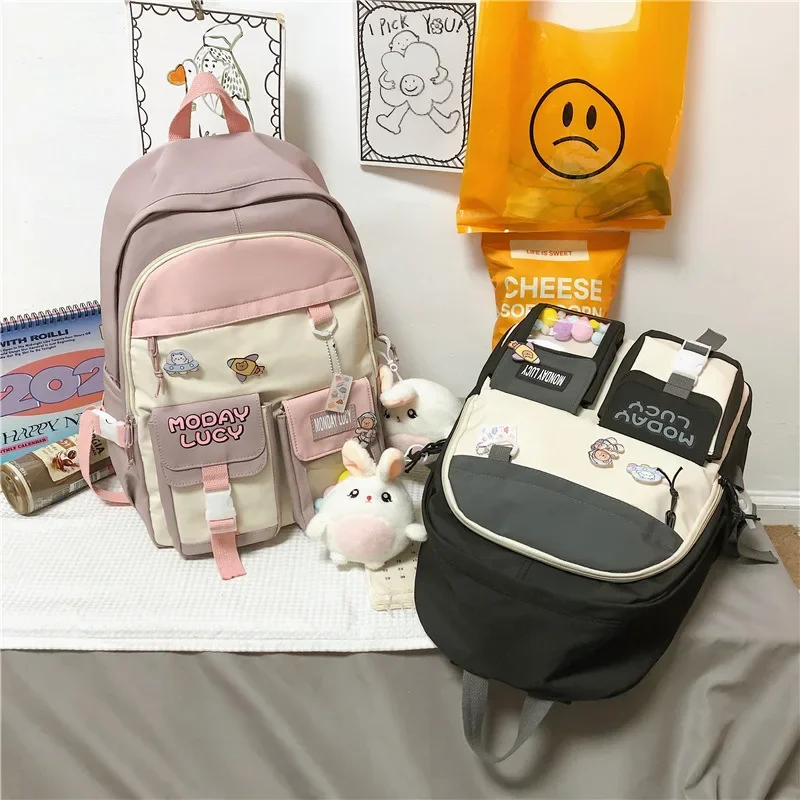 Mochila bonita de gran capacidad para mujer, bolso escolar Harajuku para mujer, mochila de dibujos animados para Universidad, bolso para chica y libro de moda, novedad para estudiante - imagen 5