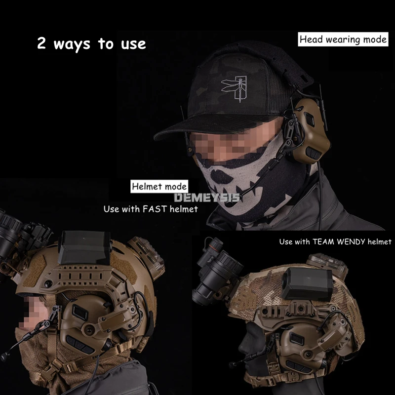 Orejera con reducción de ruido para disparar, auriculares tácticos de caza con sonido para recoger comunicación, auriculares de combate Airsoft CS Paintball - imagen 4