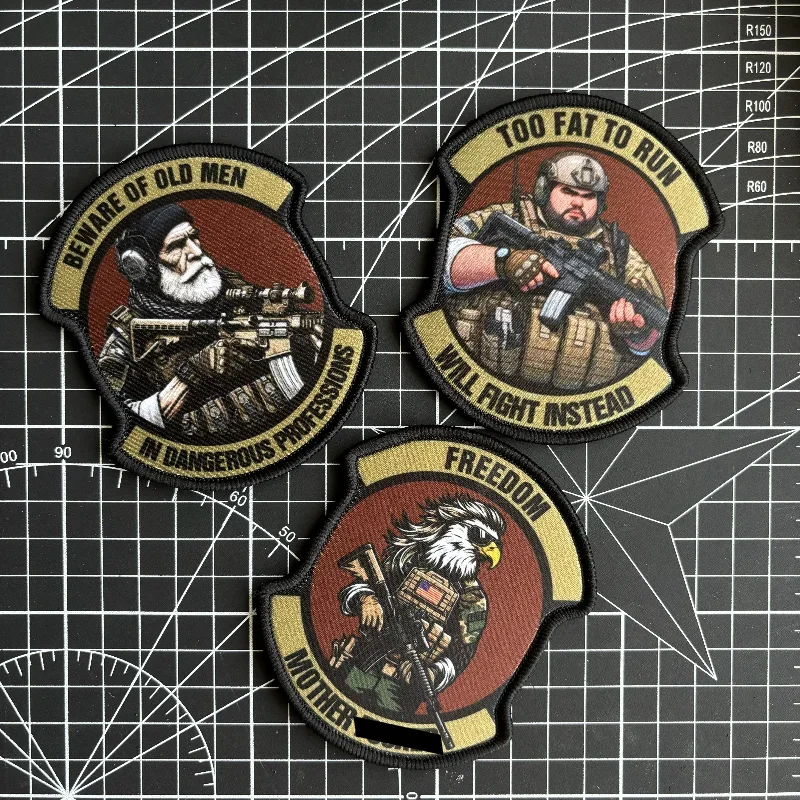 Parche táctico de soldado del ejército M4, insignia de moral de Rifleman, parches de impresión, gancho y bucle, pegatina para mochila militar de hombre mayor y gordo - imagen 3