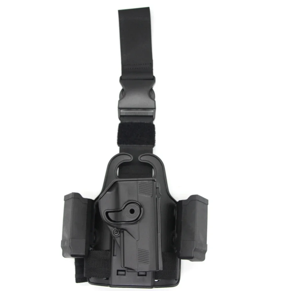 Adaptador de paleta para funda de muslo para caza, plataforma de pierna caída, con doble bolsa para revista para G 17 19 Colt 1911 M9 PX4 - imagen 5