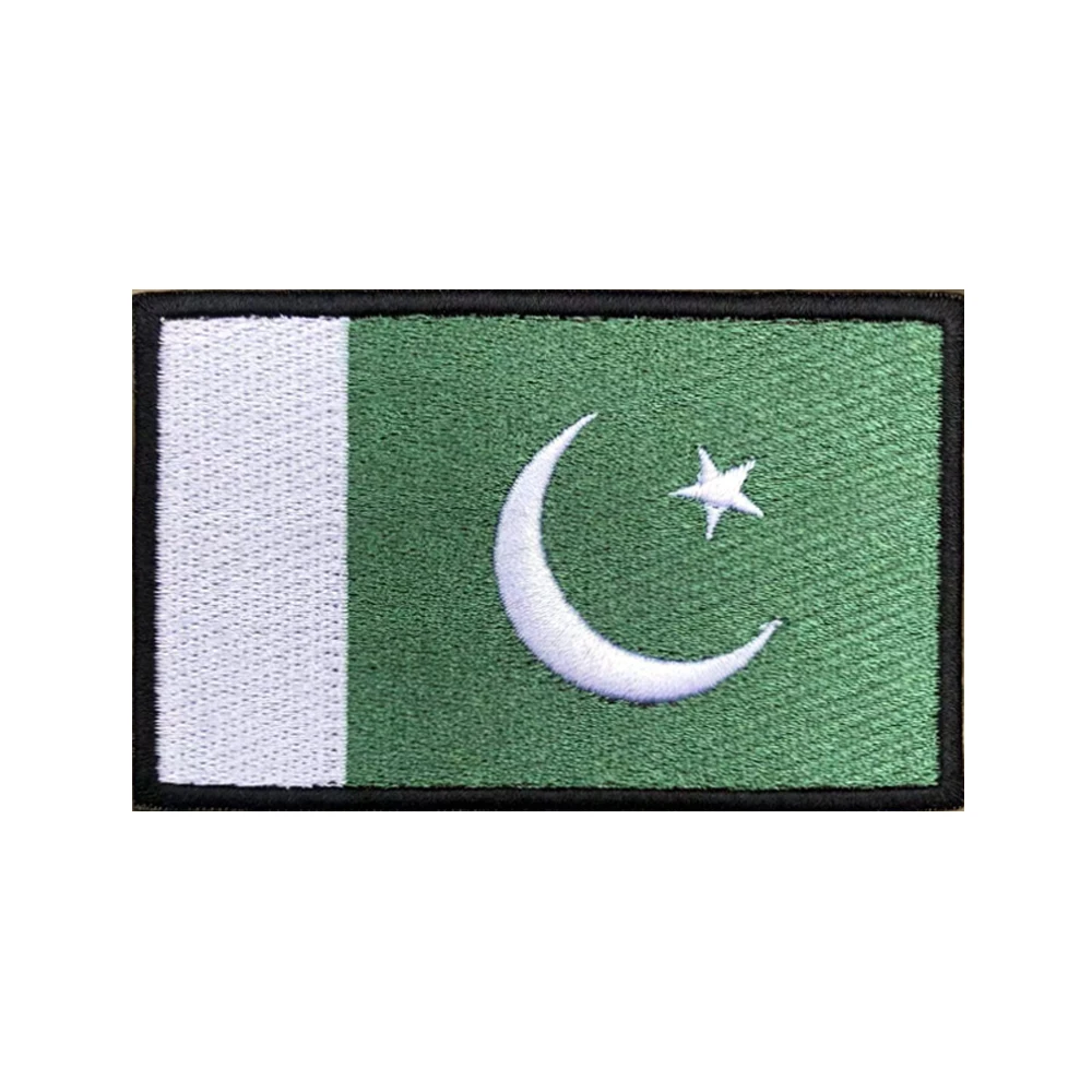 Parches bordados de bandera de Pakistán, banda para el brazo, gancho y lazo, insignia bordada para planchar, raya militar, 1 unidad