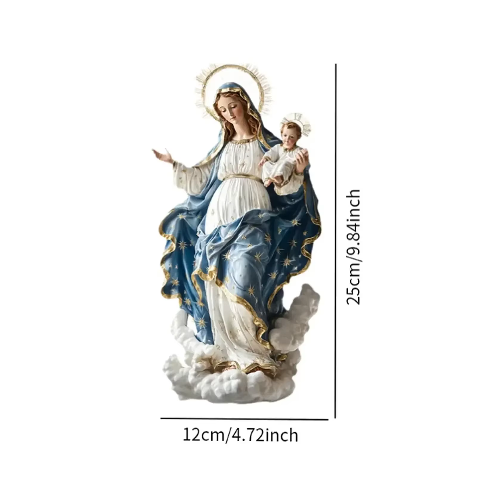 Estatua Virgen María escena navideña con Jesús niño para escritorio - imagen 3