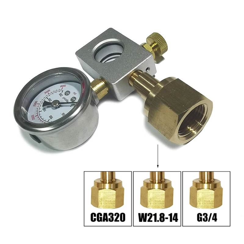 Adaptador de estación de llenado de recambio de ciclo de CO2 Terra DUO ART de agua con calibre, botella de tanque de conexión rápida W21.8 G3/4 CGA320 - imagen 5