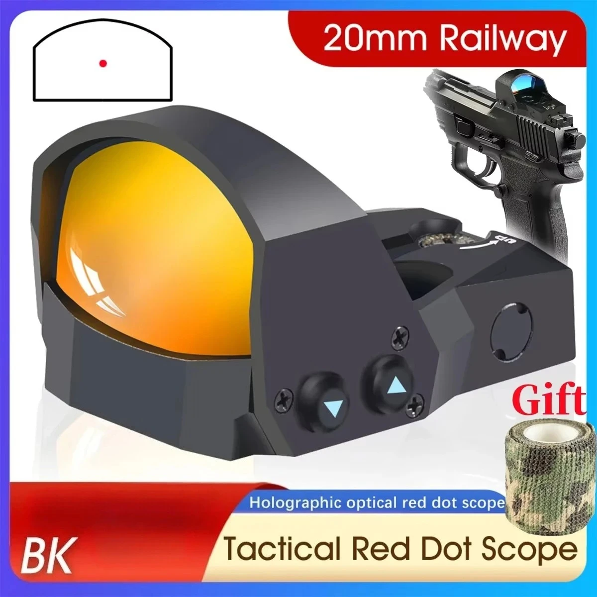 Mini mira táctica de punto rojo 1x30, mira de punto rojo abierta de 1x30mm, óptica de caza 3MOA, mira para Rifle Reflex Airsoft con marcas completas