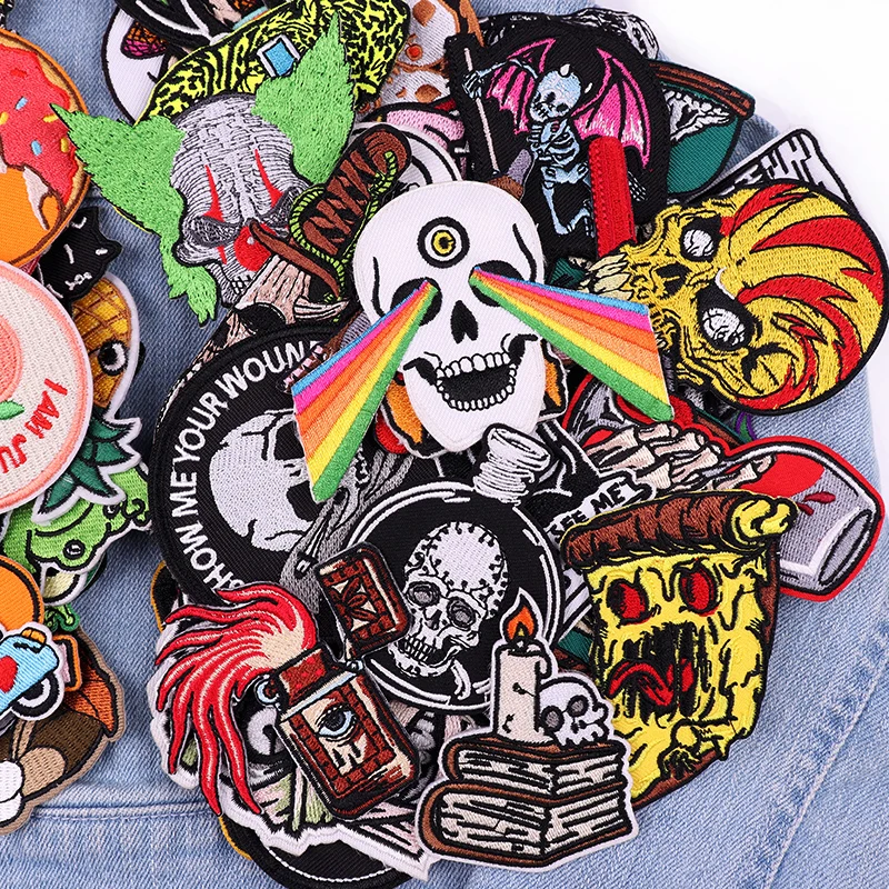Parche bordado de animales, pegatina de costura Punk/calavera para planchar en la ropa, 10/20/30/40/50 piezas - imagen 4