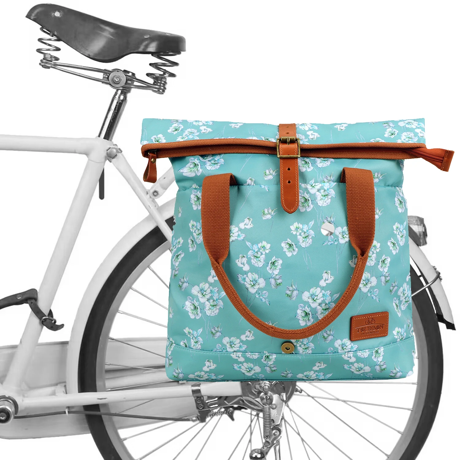 Tourbon-Bolsa de almacenamiento para asiento de bicicleta, bolso cruzado de lona encerada, Estilo Vintage