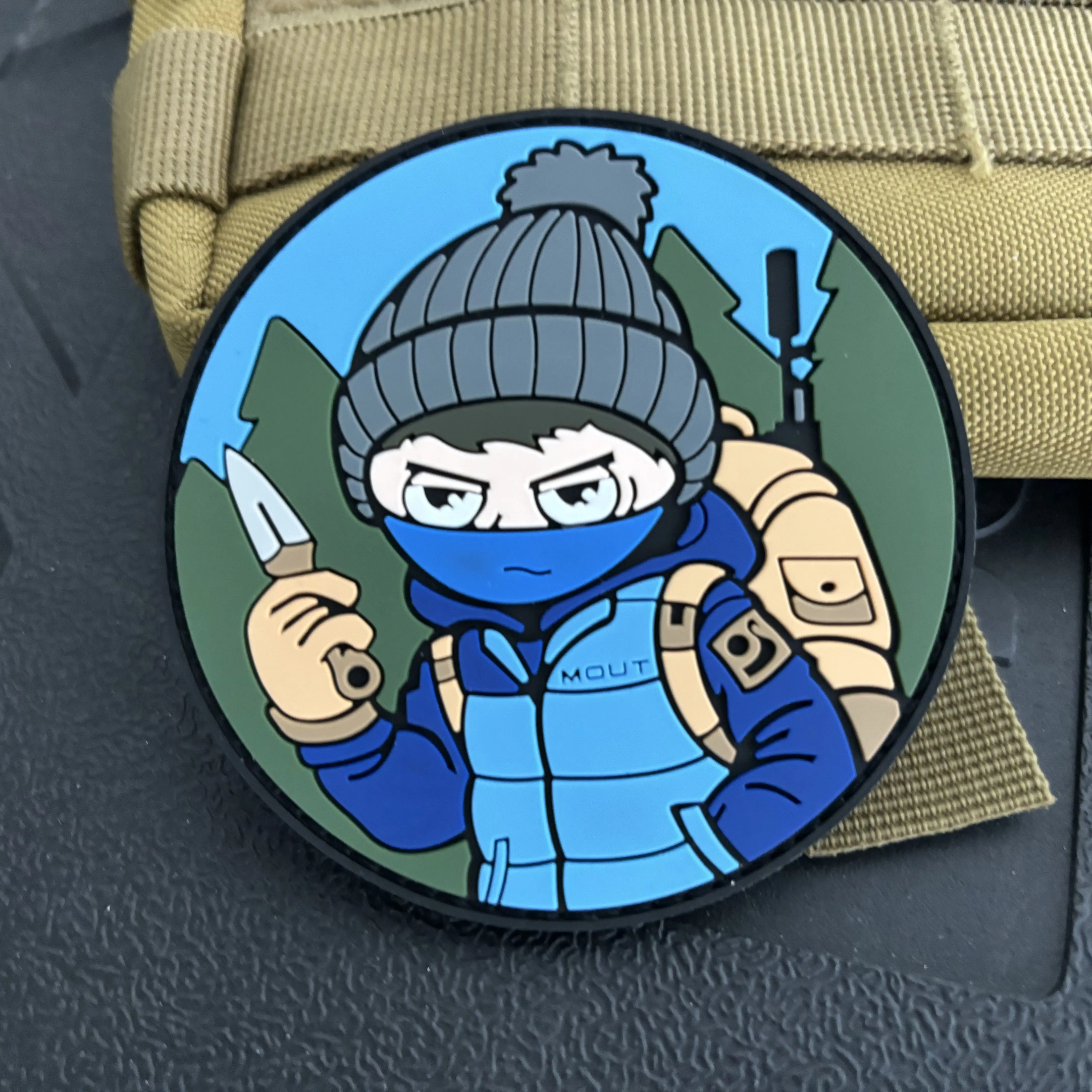 Parche Antiterror ruso 3D de PVC, parches tácticos con gancho, pegatinas de mochila militar, cuchillo enmascarado, insignia de moral, accesorios EDC