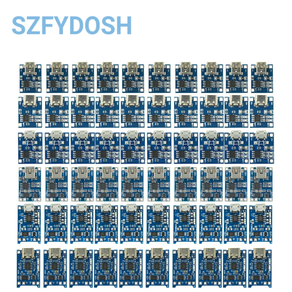 5/10 Uds tipo c Micro Mini USB 5V 1A 18650 TP4056 módulo de cargador de batería de litio placa de carga con protección funciones duales