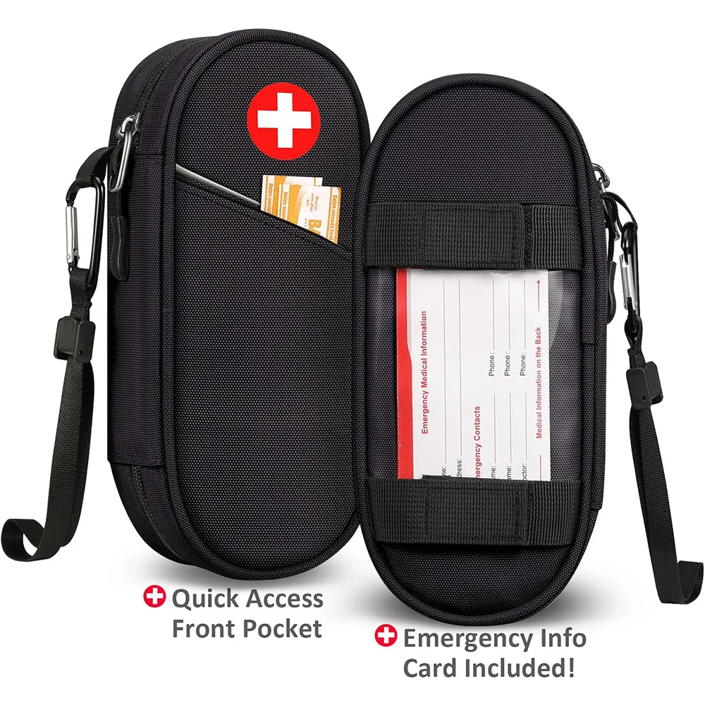 Estuche de transporte de primeros auxilios médicos, bolsa organizadora de medicamentos de viaje aislada, bolsa médica de emergencia con capacidad para 2 EpiPens - imagen 2