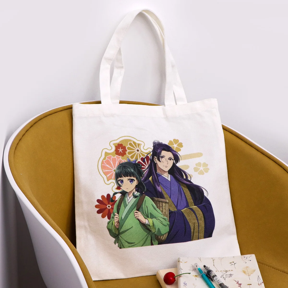 Bolso de pareja de Anime, bolsos de hombro para mujer, bolso de compras Vintage, bolso de mano de lona informal de gran capacidad - imagen 3