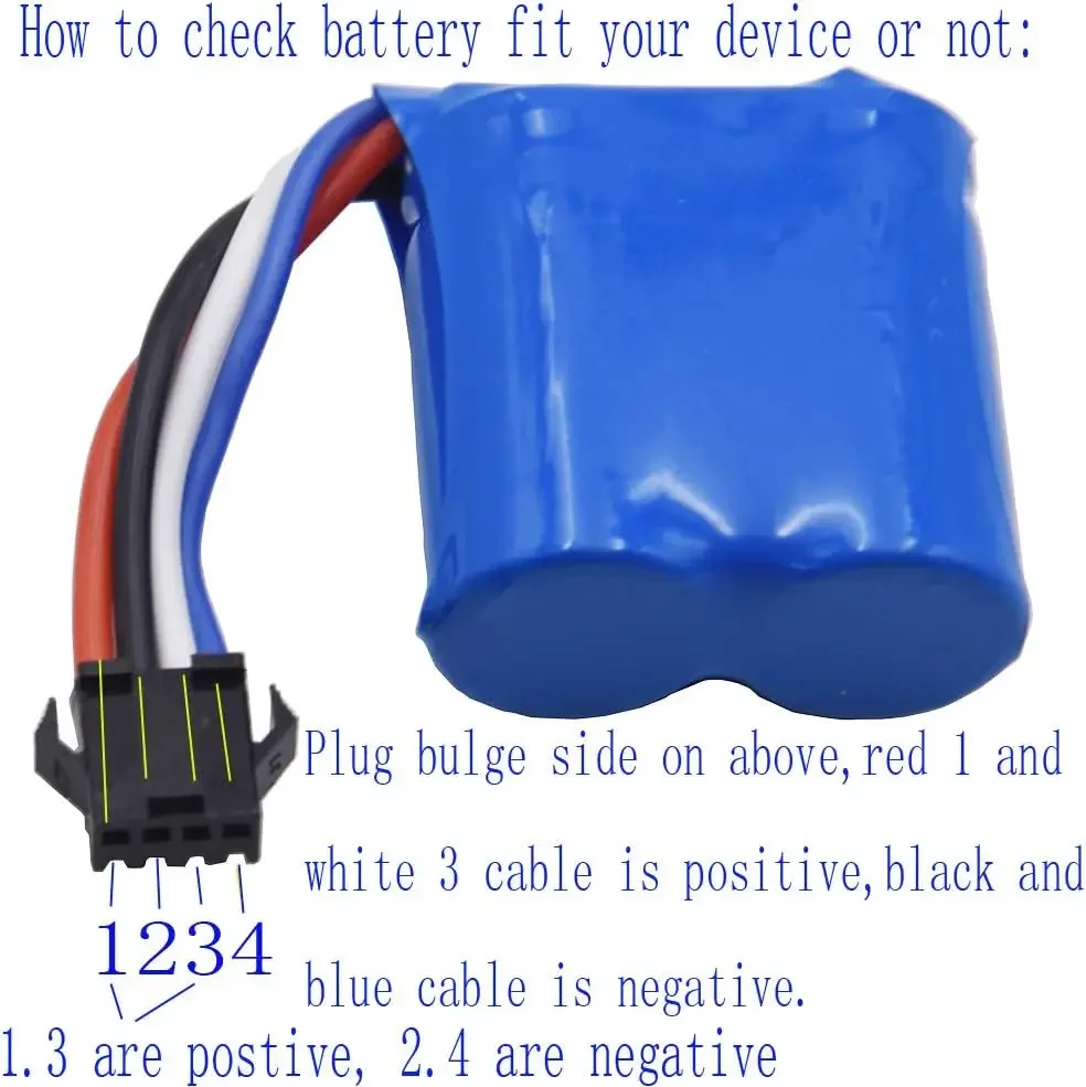 Batería de iones de litio de 7,4 V, 600mAh, 15C, con enchufe delantero de SM-4P, para UDI008 UD08 UDI001 H100 H102, barco de Control remoto de velocidad Venom - imagen 2