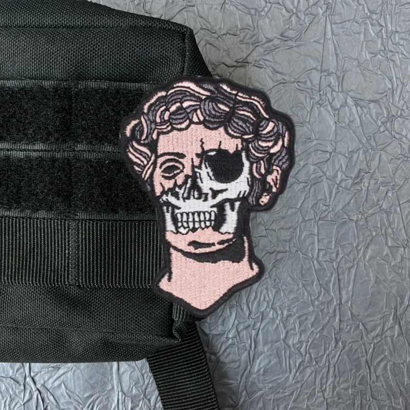 Parche bordado de calavera de David para ropa, insignia de moral táctica, parches de gancho y bucle, pegatinas para mochila, apliques - imagen 3