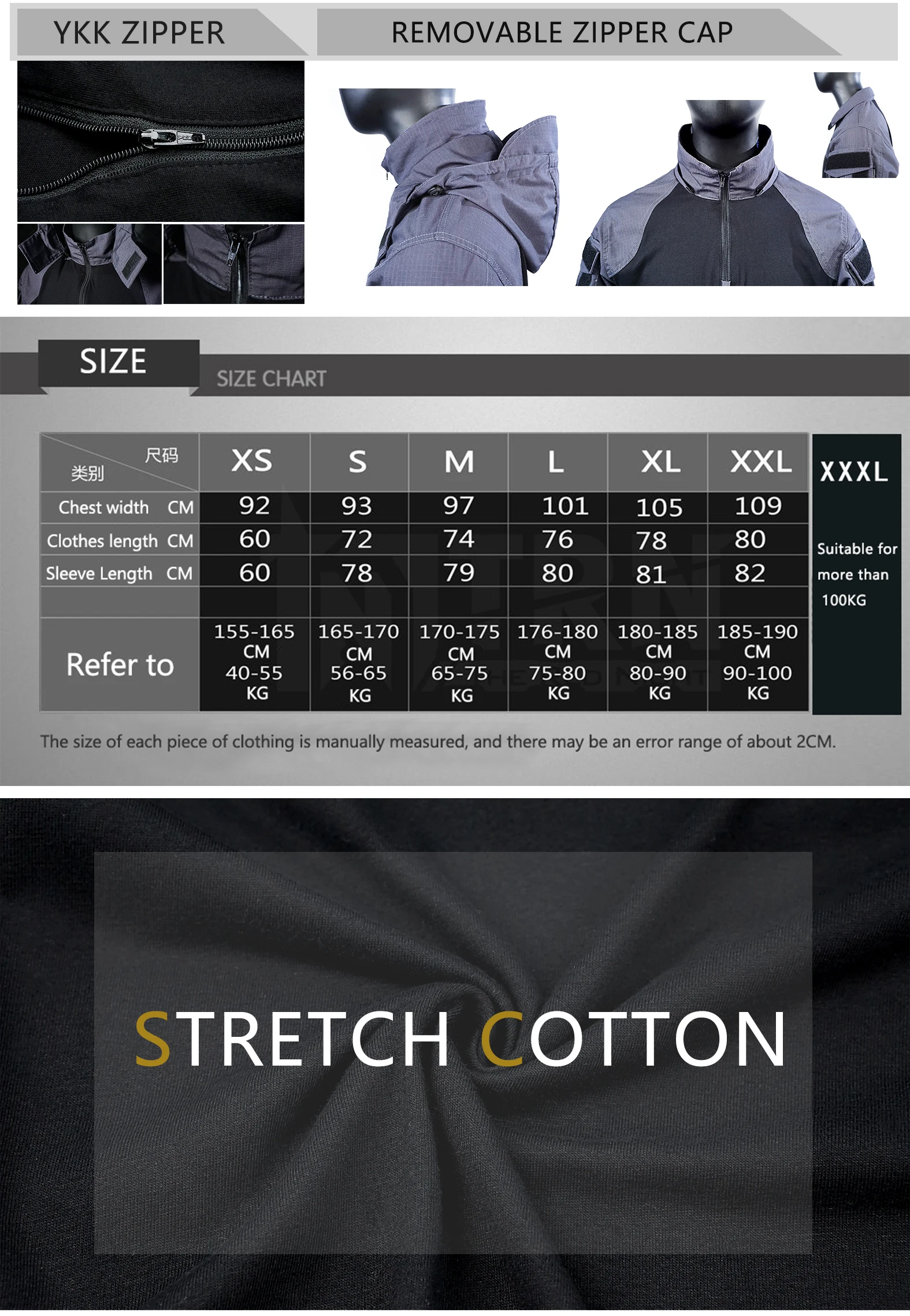 [TRN]BAC-uniforme táctico de combate, camisa fina de primavera y otoño, color negro, gris, Industrial Strike SP2 - imagen 3