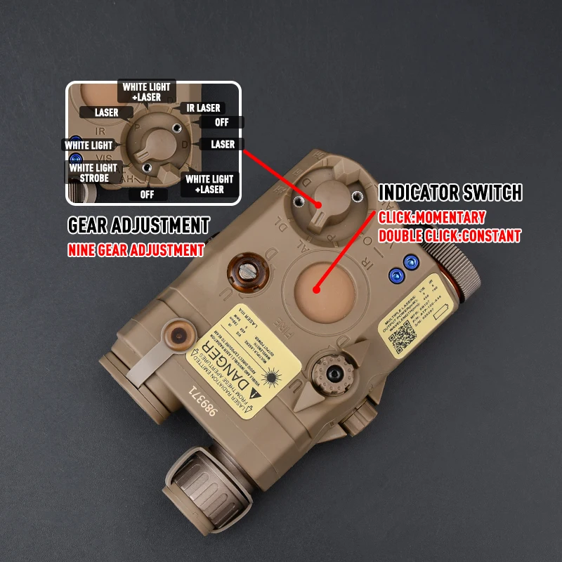 WADSA-linterna táctica Airsoft M600C + interruptor de presión láser IR rojo/verde/azul, 20mm, riel SF M600 - imagen 5