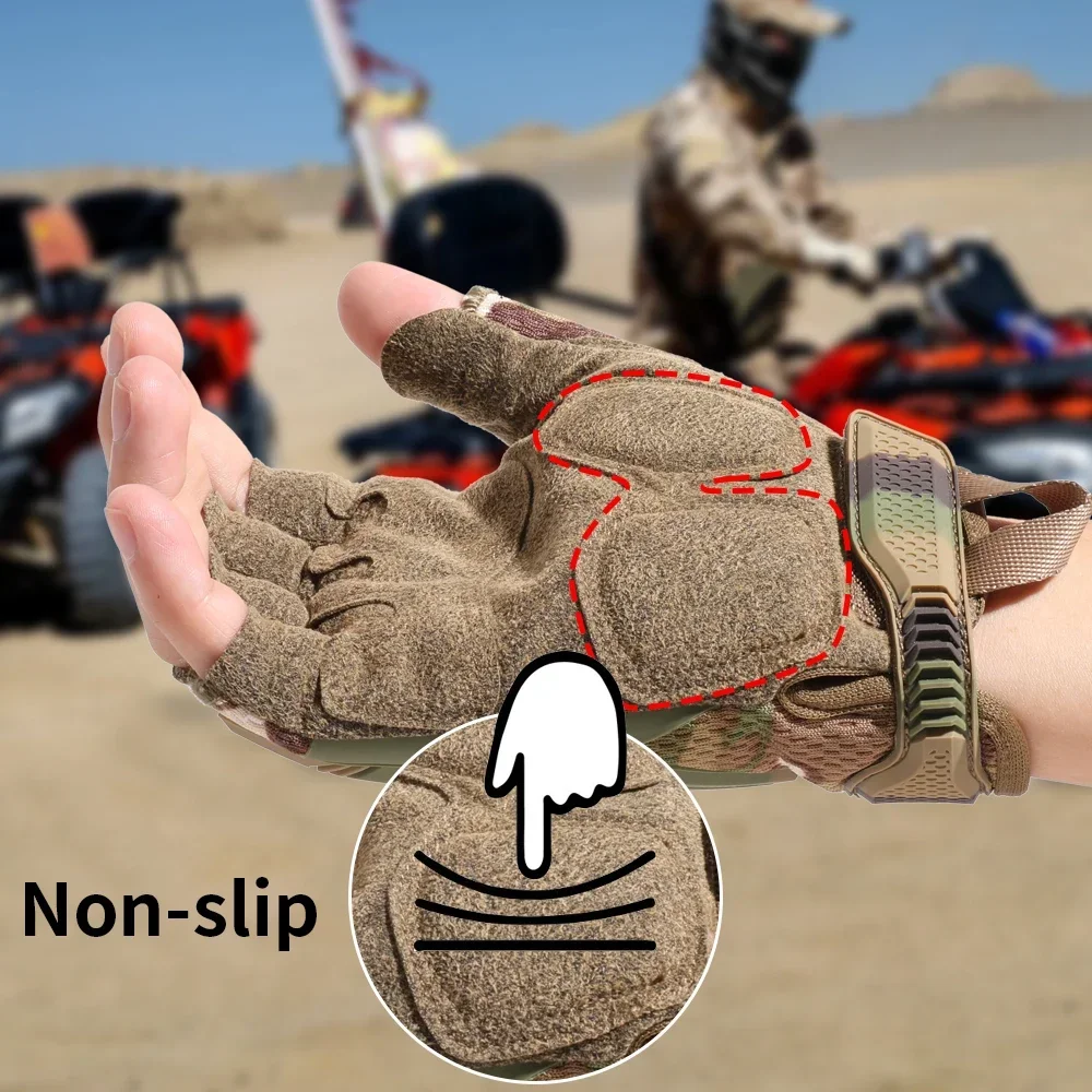 Guantes tácticos con pantalla táctil para hombre, guantes de medio dedo para entrenamiento de ciclismo, escalada, montar en bicicleta, Fitness, caza, senderismo, trabajo al aire libre - imagen 5