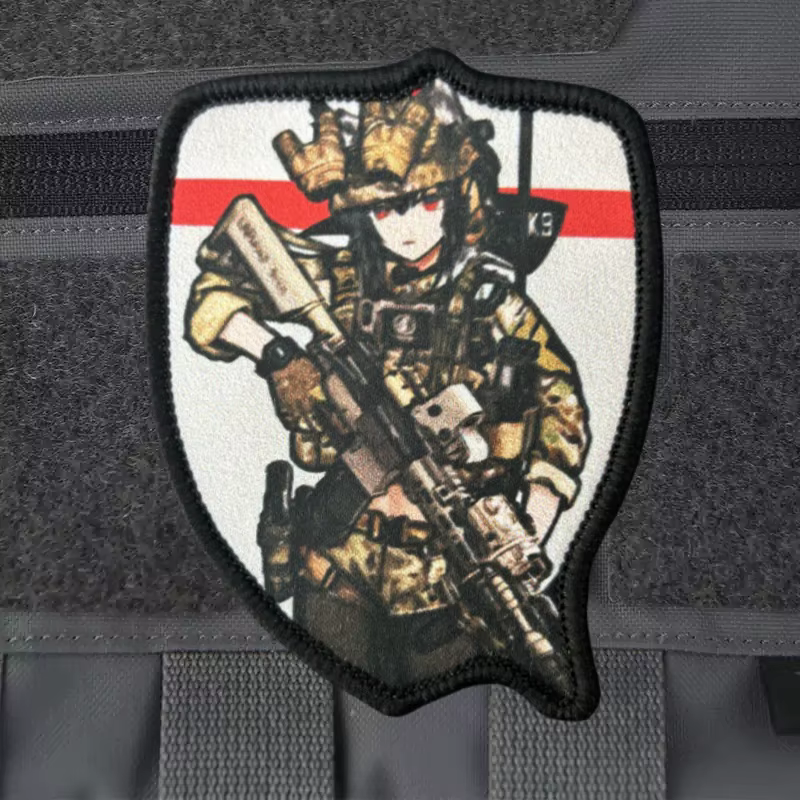 Parche táctico MOLLE moral militar chica anime pistola - imagen 2