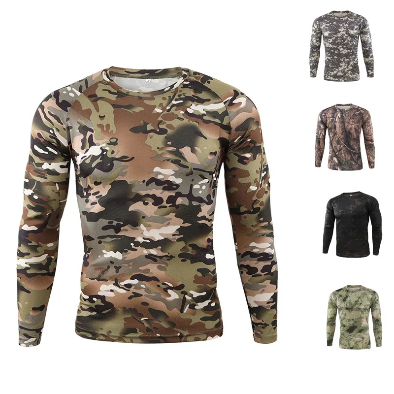 Camiseta de manga larga para hombre, camisetas de camuflaje táctico, nueva primavera, camisetas militares transpirables de secado rápido, ropa de marca - imagen 2