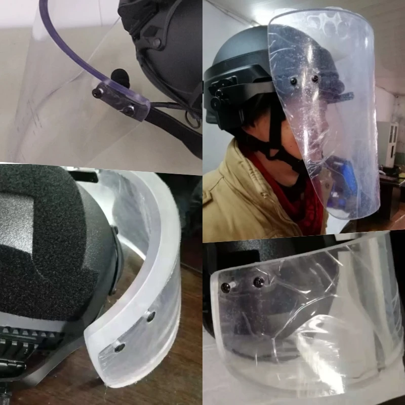 Visera de cristal a prueba de balas 3A", máscara "resistente a la fragmentación para casco balístico, casco táctico rápido, casco de aramida MICH