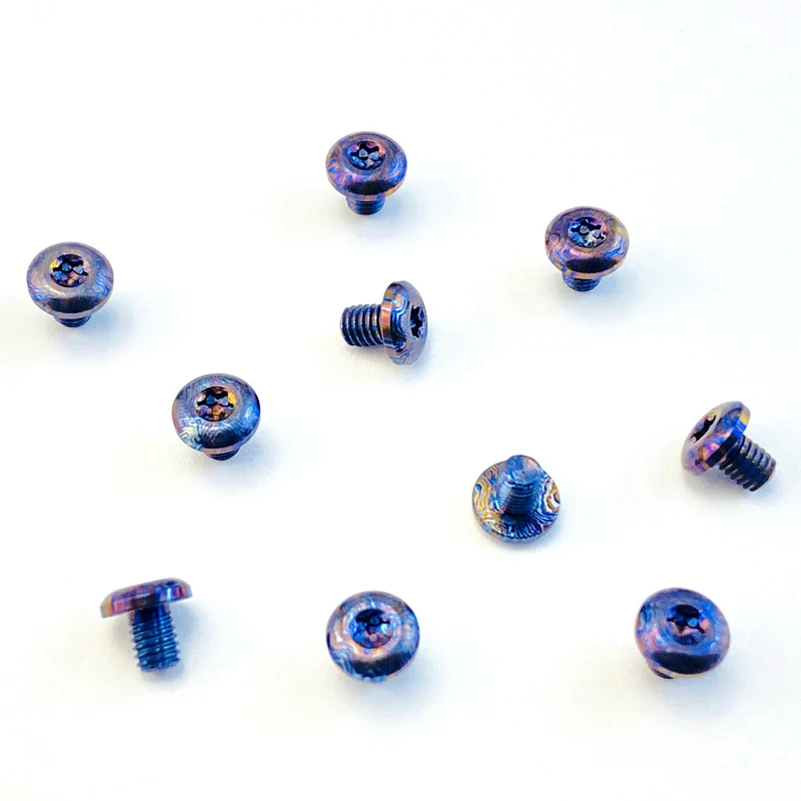 Mango de cuchillo de Material CNC Timascus, accesorios de fabricación DIY, tornillos de rosca M4 de titanio, cabeza de botón Torx T10, remache de husillo, clavo - imagen 5