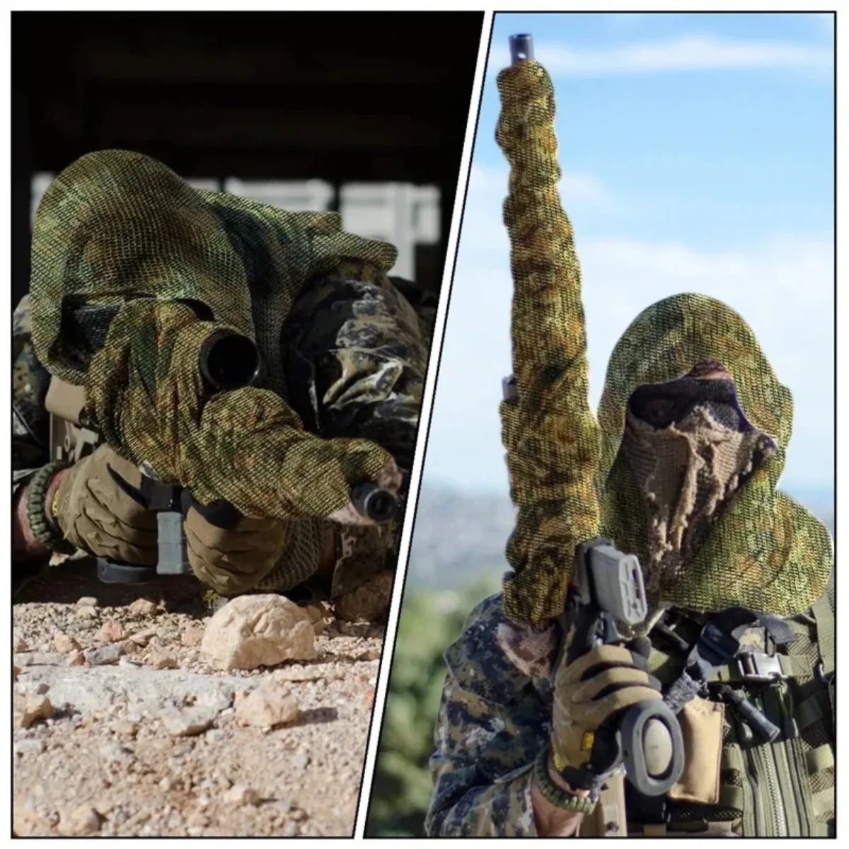 Red de camuflaje táctico, bufanda de camuflaje para deportes al aire libre, caza, tiro, fotografía salvaje, bufandas de malla de camuflaje de francotirador