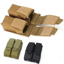 Funda doble cargador pistola 9mm MOLLE para cinturón con soporte linterna