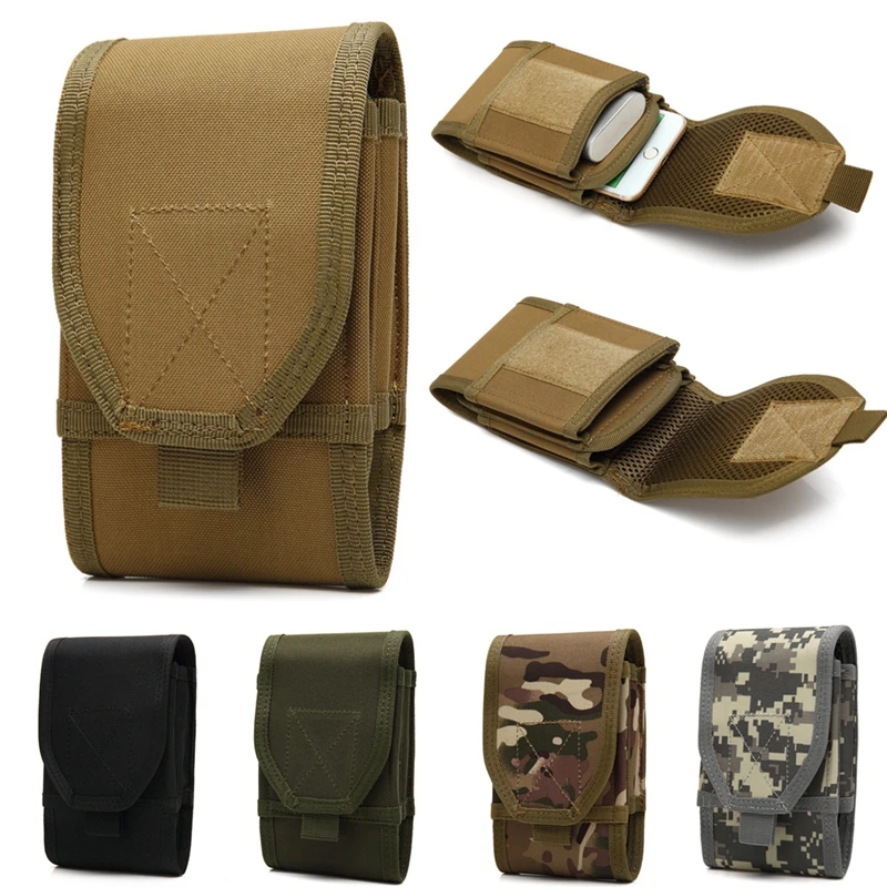 Bolsa para teléfono Molle doble de 6 pulgadas, funda táctica para teléfono, soporte Universal para teléfono móvil doble, bolsa EDC de utilidad con parche de bandera de EE. UU.