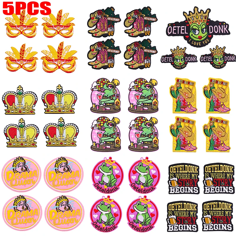 5 uds. Parche completo bordado de carnaval con emblema de Oeteldonk de Países Bajos, parches para planchar para ropa, parches para planchar para ropa DIY