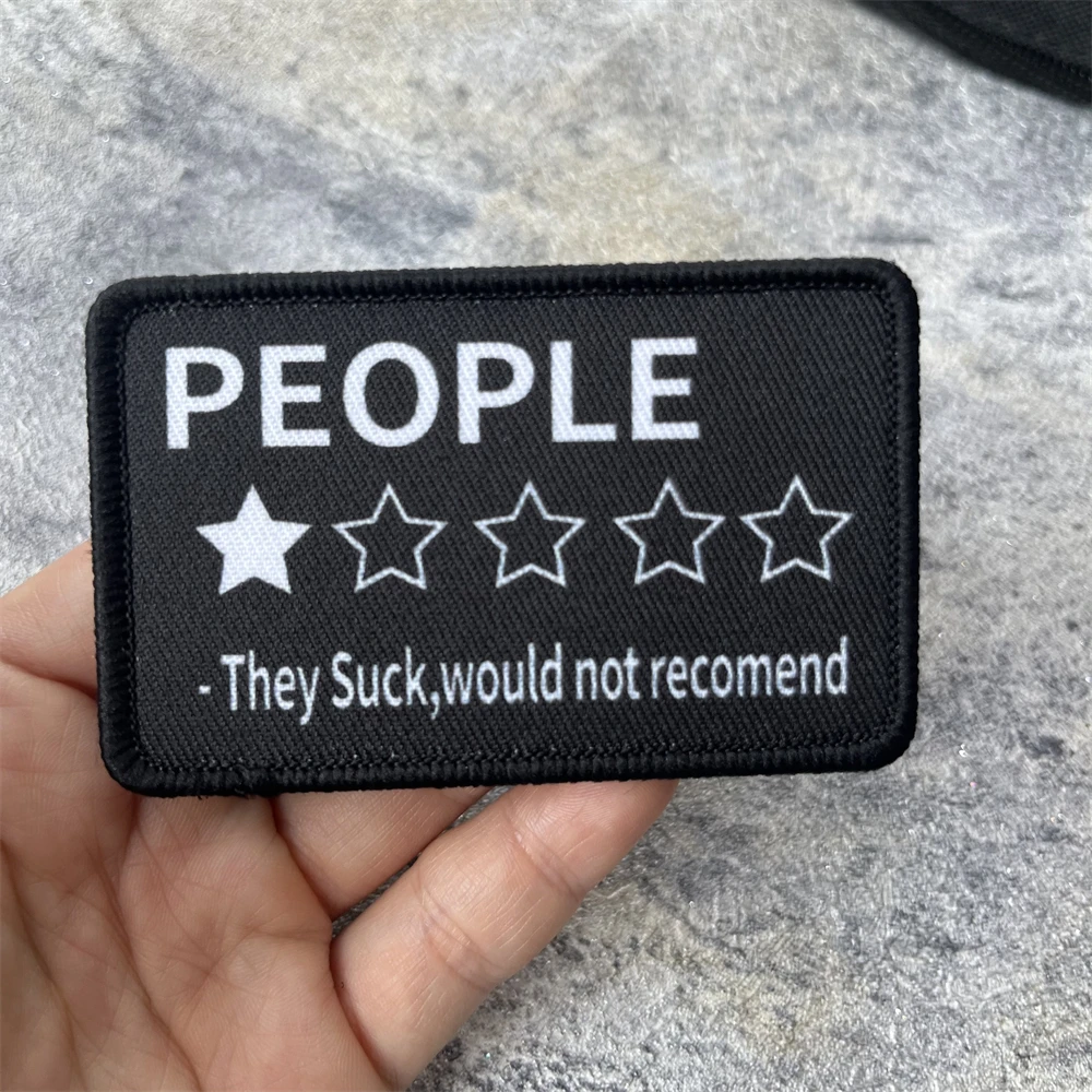 Parche sarcástico de revisión de personas, moral táctica, brazalete del ejército militar, parches de gancho y bucle impresos para ropa, pegatina para mochila - imagen 5