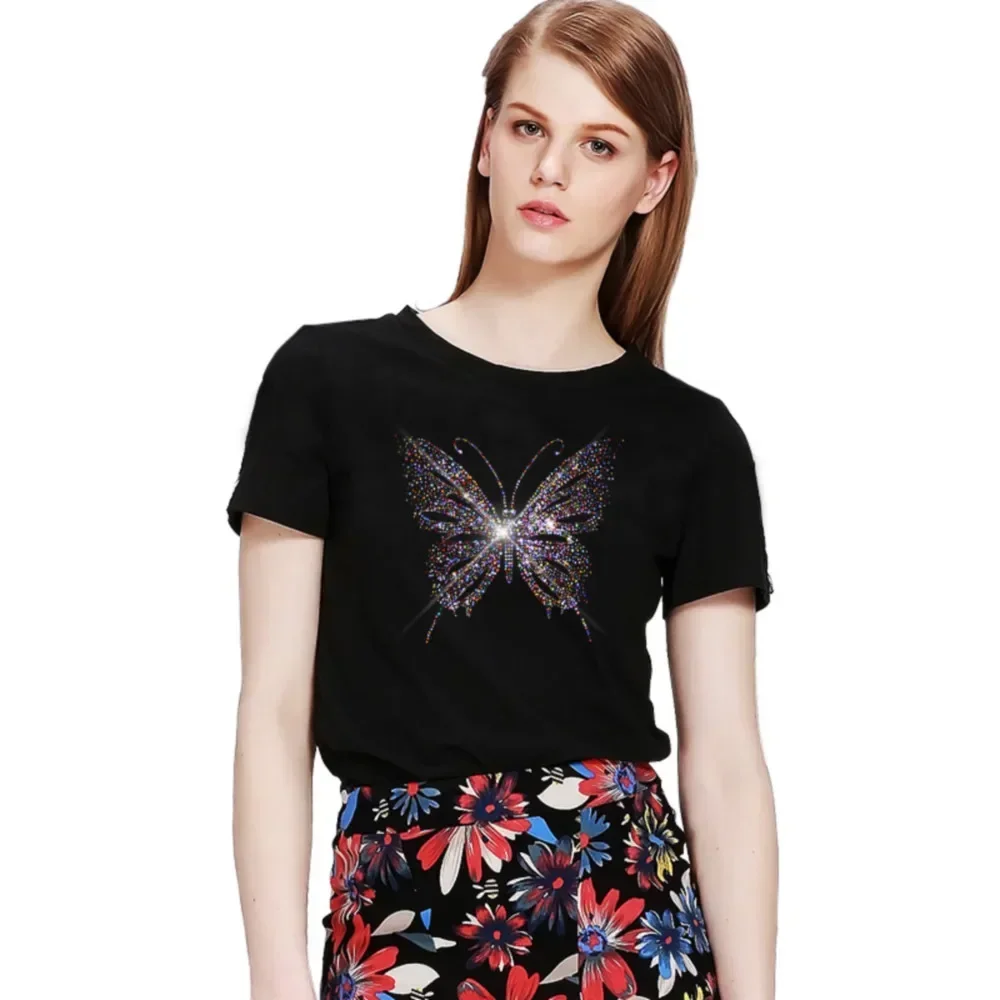 Parches termoadhesivos de mariposa con diamantes de imitación de cristal brillante 3D para ropa, pegatinas decorativas de transferencia de calor con purpurina bastante coloridas - imagen 4