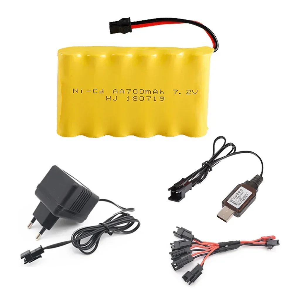 Batería recargable NiCD AA de 7,2 v y 700mah con cargador para versión antigua, 15 canales, 2,4G, Huina 1550, 550, excavadora teledirigida, coches de juguete - imagen 2