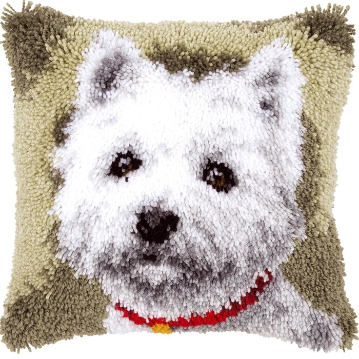 Kit de gancho de pestillo de punto de cruz para bordado de gato, almohada de lana gruesa tejida a mano, Material de bordado de alfombra kussen borduren kruissteek - imagen 3