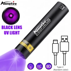 Linterna Led UV de luz negra de 365nm, recargable por USB, marcador de tiña de orina para perros y gatos, Detector de escorpión, antorcha de luz de curado