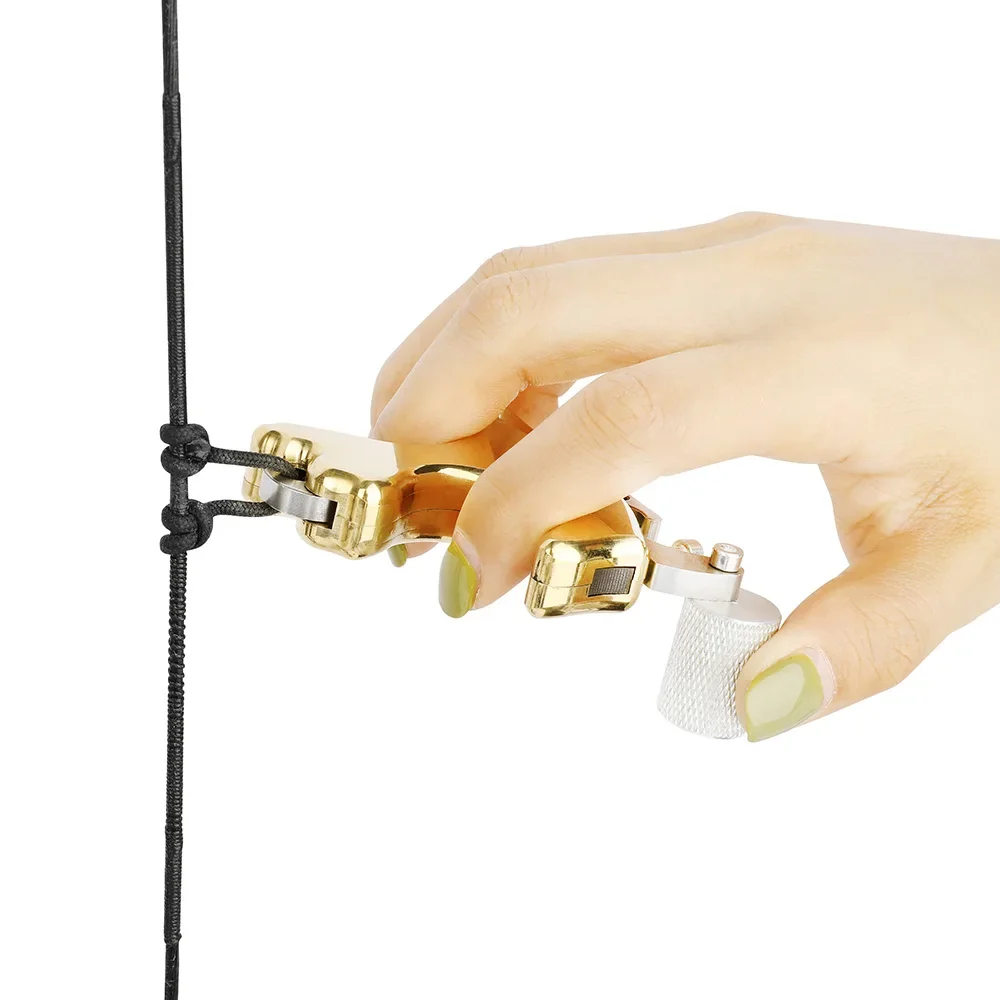 Arco compuesto de liberación de latón, 3 dedos, Manual para L/R, dispensador de pinza, herramienta de ayuda, tiro con arco, accesorios de caza - imagen 2