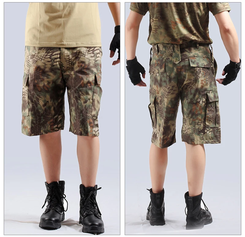 Pantalones cortos tácticos sueltos de camuflaje para hombre, pantalones cortos hasta la rodilla para deportes al aire libre, caza, Camping, escalada, entrenamiento, Verano - imagen 2
