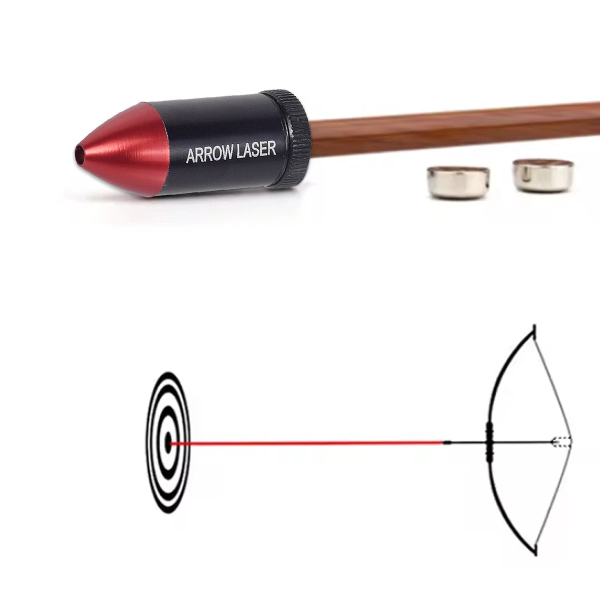 Mira láser de flecha táctica para arco y ballesta, mira láser roja, mira de arco para arco compuesto, Kit colimador láser de caza - imagen 3