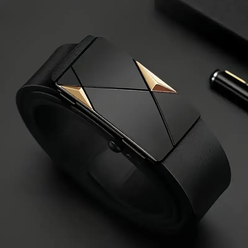 Cinturones de marca famosa, cinturones para hombre, cinturón de cuero genuino de lujo de calidad para hombre, cinturón para hombre, correa para hombre, hebilla automática de Metal - imagen 5
