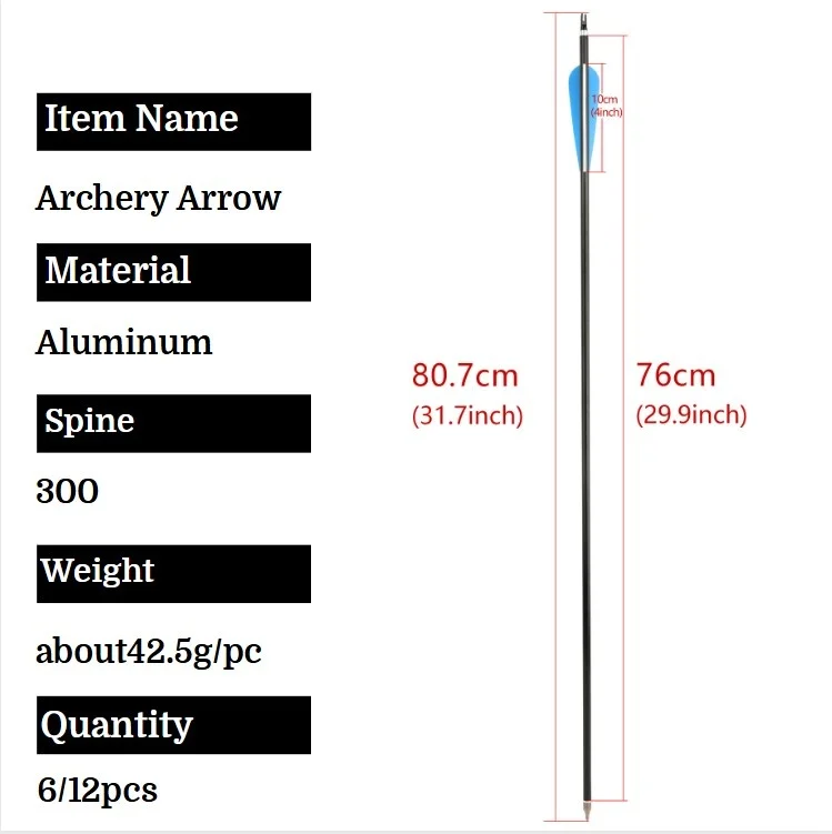 Flecha de aluminio para tiro con arco, 6/12 Uds., Spine300 ID6.2mm, paletas de goma, punta de flecha de 120Gr para tiro de caza con arco compuesto recurvo - imagen 5