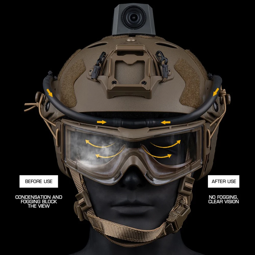 Gafas tácticas desempañador caza al aire libre tiro CS Airsoft juegos gafas antivaho unidad ajustable velocidad del viento desempañamiento ventilador Kit - imagen 4