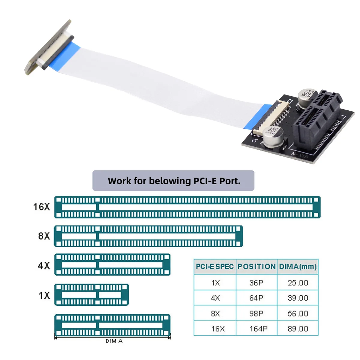 CY PCI-E Express 1X Slot Riser Card, extensor de perfil bajo, cinta flexible, Cable de reubicación, 10cm, ángulo de 90 grados - imagen 4