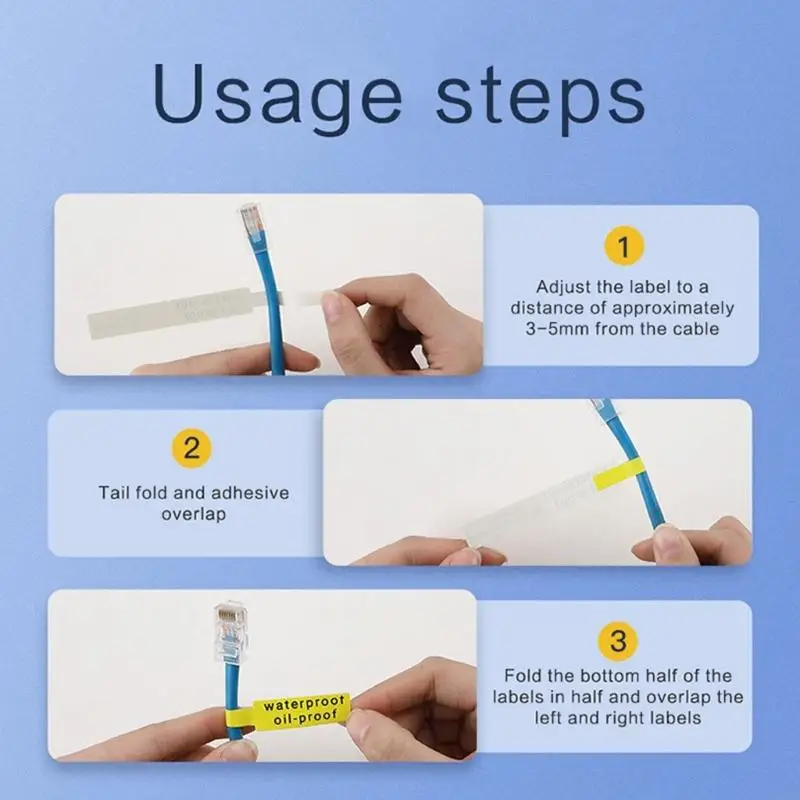 Etiqueta impresión térmica Etiqueta cable a prueba agua a prueba agua para organización cables electrónica - imagen 3