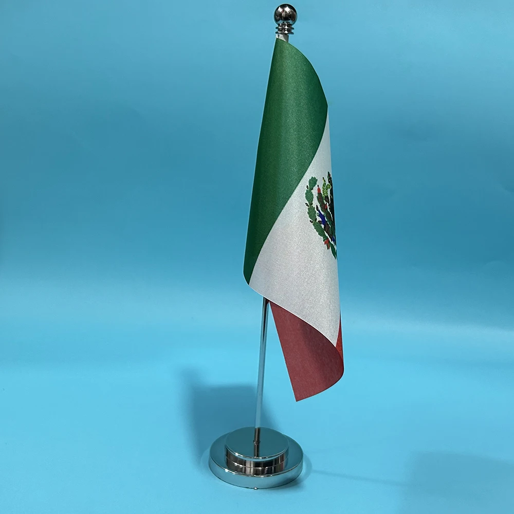 BANDERA DE SKY Bandera de escritorio de oficina Bandera de México 14x21 cm bandera de poliéster de México Bandera nacional Banner de país Adornos de escritorio Banderas - imagen 4