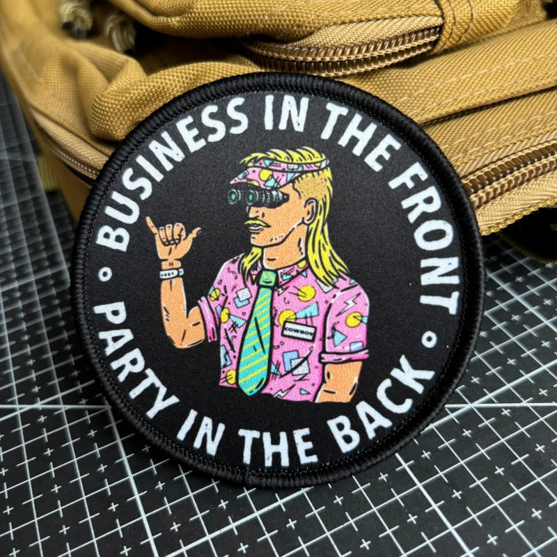 Parche táctico "Business in The Front, Party in The Back", insignia de moral, impresión de parches tácticos, gancho y bucle, ejército militar - imagen 4