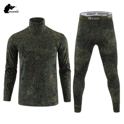 Calzoncillos largos de camuflaje de invierno para hombre, ropa interior táctica Airsoft, deportes al aire libre, montar, Camping, conjunto de ropa interior térmica A5F154