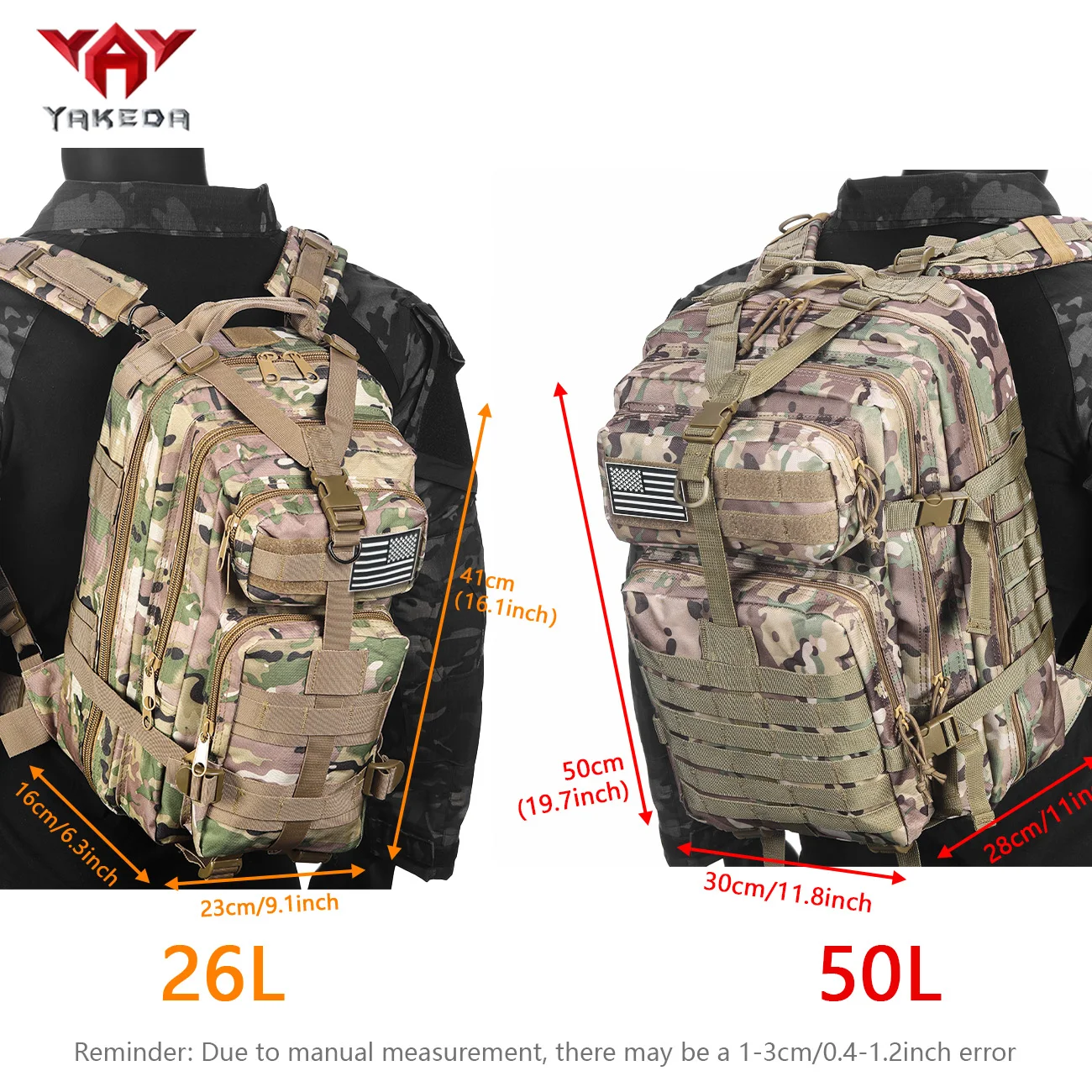La mochila deportiva YAKEDA 3P tiene bolsillos multicapa y viene con cerraduras multifunción de 2 piezas, adecuada para acampar, hacer senderismo, etc. - imagen 4