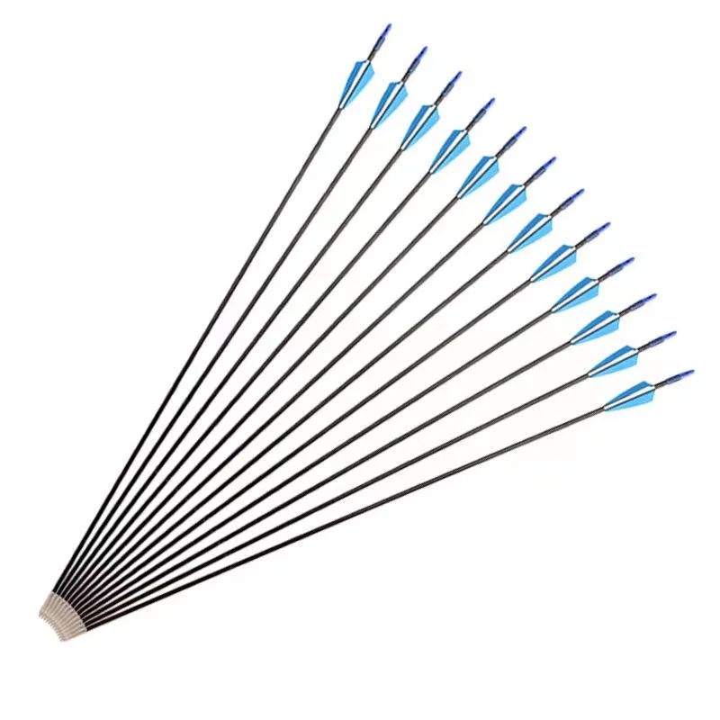 Flechas de fibra de vidrio para tiro con arco, arco compuesto y arco recurvo, flechas de práctica de caza y objetivo, 80cm, 12/24 unidades por lote - imagen 5